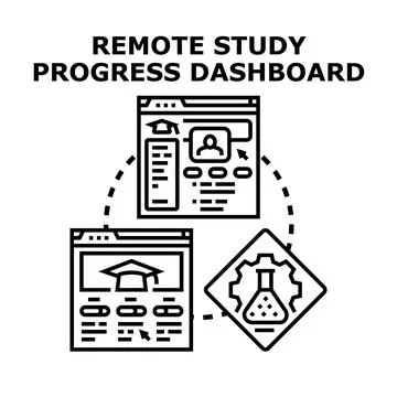 Remote study progress dashboard displaying online education management Stock Illustration
