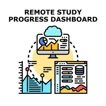 Remote study progress dashboard online education concept Ilustração Stock