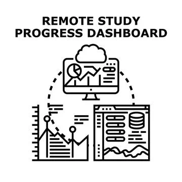 Remote study progress dashboard online education concept Stock Illustration