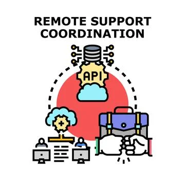 Remote support coordination concept developing global online assistance Stock Illustration
