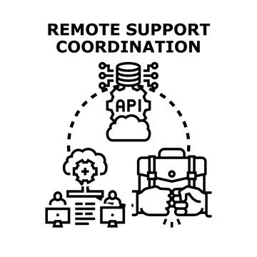 Remote support coordination concept developing global online assistance Ilustração Stock
