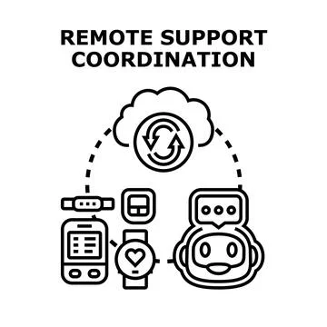 Remote support coordination managing smart devices network 스톡 일러스트