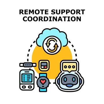 Remote support coordination managing smart devices network Stock Illustration