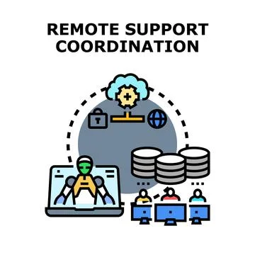 Remote support coordination through artificial intelligence network Stock Illustration