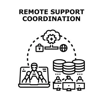 Remote support coordination through artificial intelligence network Stock Illustration