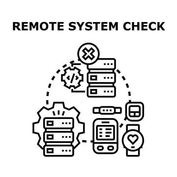 Remote system monitoring with data checking and network administration Stockillustratie