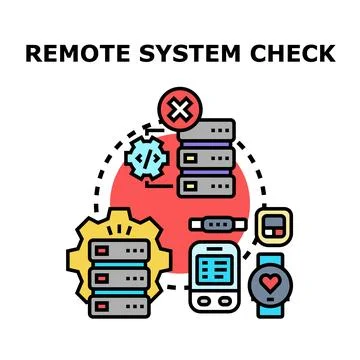 Remote system monitoring with data checking and network administration Stock Illustration