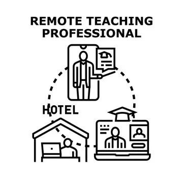 Remote teaching professional connecting students online globally Stock Illustration