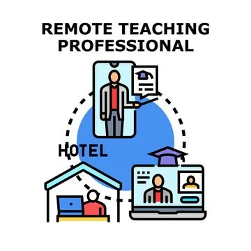 Remote teaching professional connecting students online globally Stock Illustration
