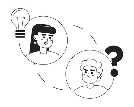 Remote team building activity black and white concept vector spot illustration Stock Illustration