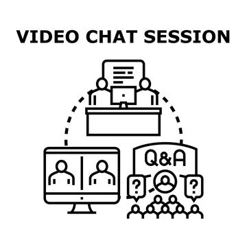 Remote team collaborating during online video conference session Stock Illustration
