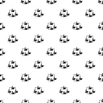 Remote team collaborating online in seamless pattern Stock Illustration
