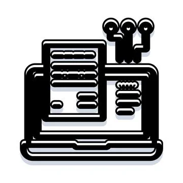 Remote team collaborating online using laptop computer Illustrazione stock