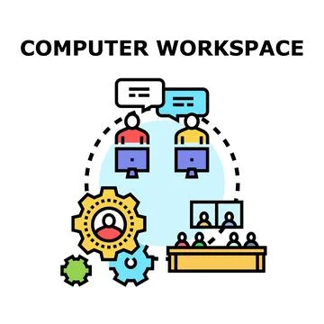 Remote team collaborating on project in digital workspace Stock Illustration