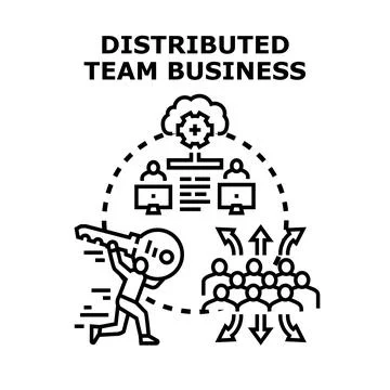 Remote team collaborating using cloud technology for business solution Stock Illustration