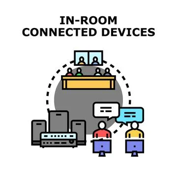 Remote team collaborating using connected devices Stock Illustration