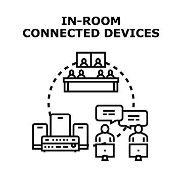 Remote team collaborating using connected devices Stock Illustration