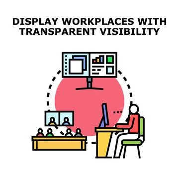 Remote team collaborating using multiple displays and online communication Stock Illustration