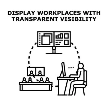 Remote team collaborating using multiple displays and online communication Stock Illustration