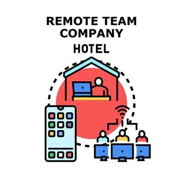 Remote team collaborating working online from different locations イラスト素材