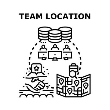 Remote team collaboration and global business location Stock Illustration