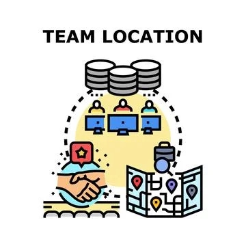 Remote team collaboration and global business location Stock Illustration