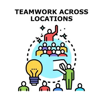 Remote team collaboration connecting global workers and ideas Stock Illustration