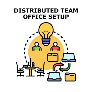 Remote team collaboration distributing tasks and creative ideas Stock Illustration
