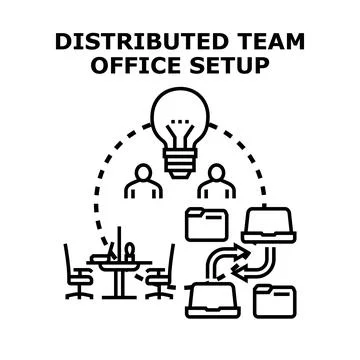 Remote team collaboration distributing tasks and creative ideas Stock Illustration