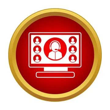 Remote team collaboration joining video conference call icon Illustrazione stock