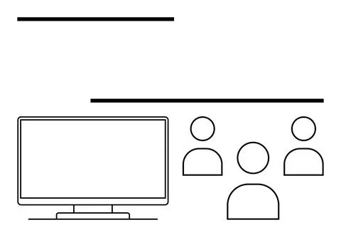 Remote Team Collaboration with Large Computer Monitor and Group of Participan Stock Illustration