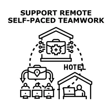 Remote team collaboration in self paced business environment Ilustración de archivo
