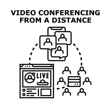 Remote team connecting with digital video conferencing Ilustração Stock