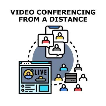 Remote team connecting with digital video conferencing Stock Illustration