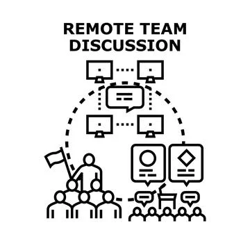 Remote team discussion vector concept illustration Stock Illustration