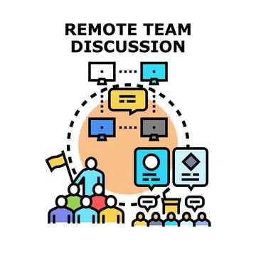 Remote team discussion vector concept illustration Stock Illustration