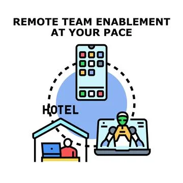 Remote team enablement at your pace concept illustration イラスト素材