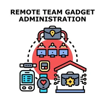 Remote team gadget administration and support concept Stock Illustration
