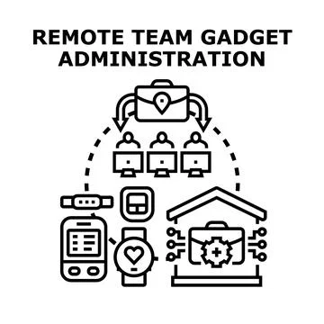 Remote team gadget administration and support concept Stock Illustration