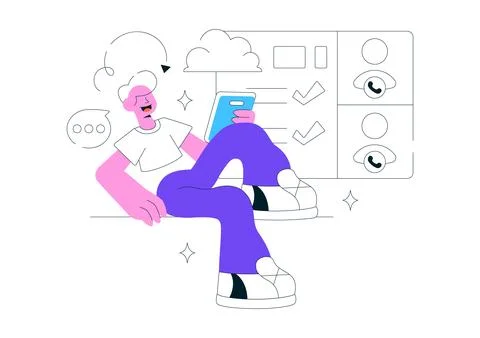 Remote Team Offsite Illustration Featuring Virtual Team Collaboration, Onli.. Ilustración de archivo
