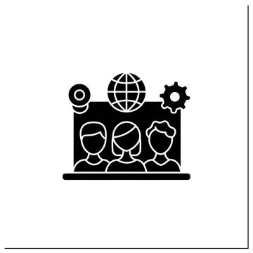 Remote team tools glyph icon Ilustração Stock