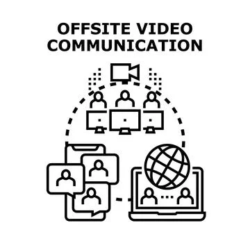 Remote team video communication global business meeting Illustrazione stock