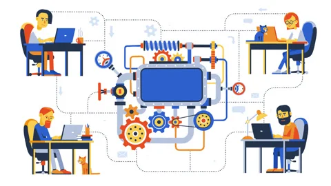 Remote team work on development complex project Stock Footage 132212704