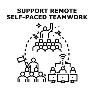 Remote teamwork collaboration guidance and learning assistance Stock Illustration