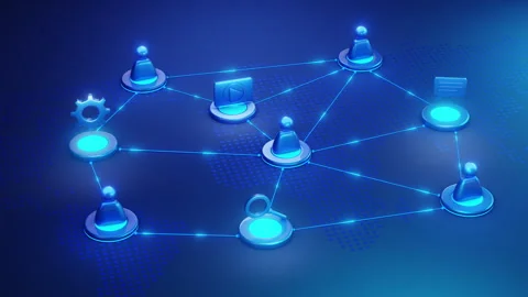 Remote Teamwork Network with Digital Collaboration Stock Footage 307710068