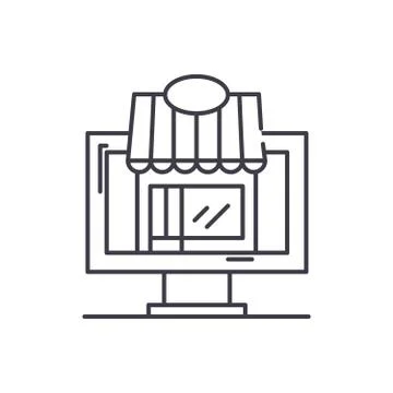 Remote trading line icon concept. Remote trading vector linear illustration Stock Illustration