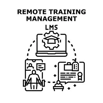 Remote training management lms learning system icon Illustrazione stock