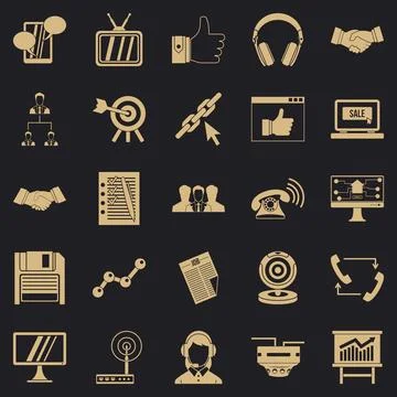 Remote transmission icons set, simple style Illustrazione stock