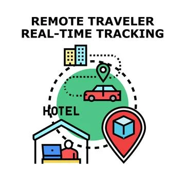 Remote traveler real time tracking navigation concept Stock Illustration