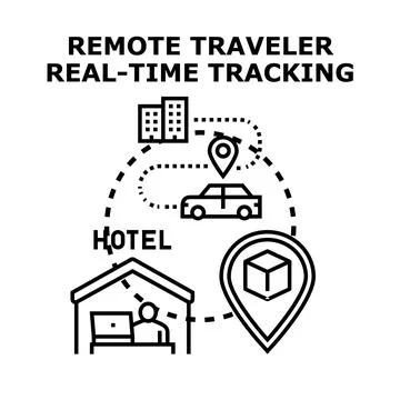 Remote traveler real time tracking navigation concept Stock-Illustration